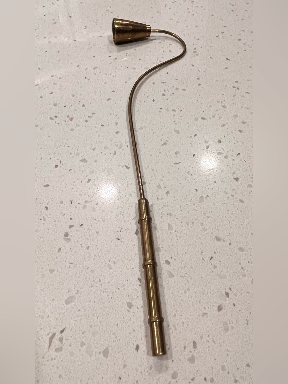 Rare Antique English Brass Long Handle Bell Candle Snuffer